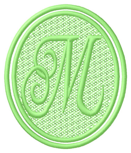 Oval Letter M Machine Embroidery Design