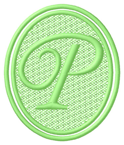 Oval Letter P Machine Embroidery Design