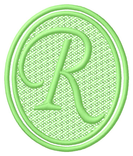 Oval Letter R Machine Embroidery Design