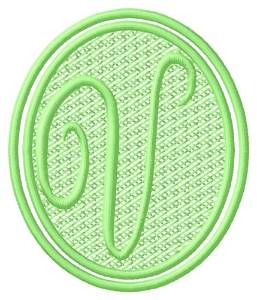 Picture of Oval Letter V Machine Embroidery Design