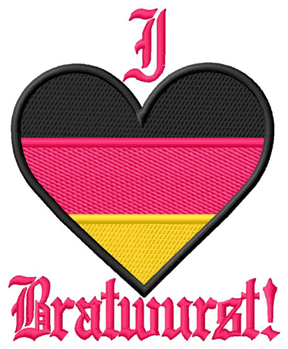 I Love Bratwurst Machine Embroidery Design
