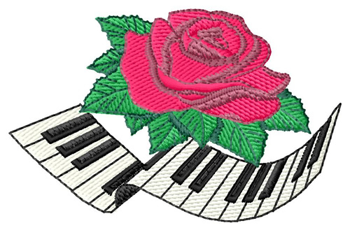 Keyboard And Rose Machine Embroidery Design
