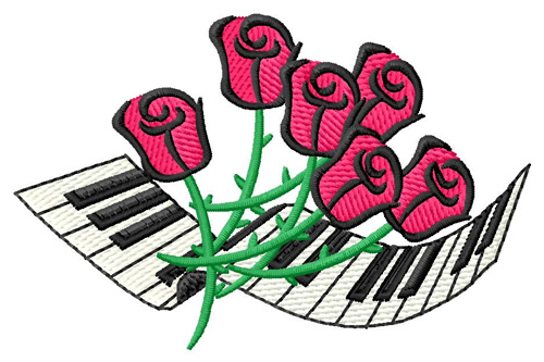 Music And Roses Machine Embroidery Design