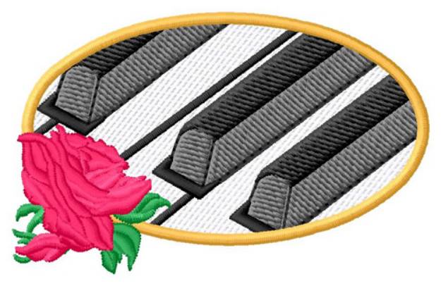 Picture of Rose On Keys Machine Embroidery Design