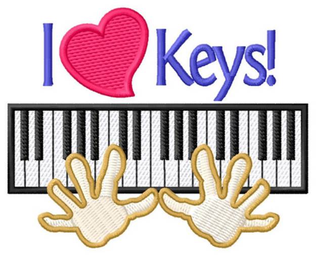 Picture of I Love Keys Machine Embroidery Design