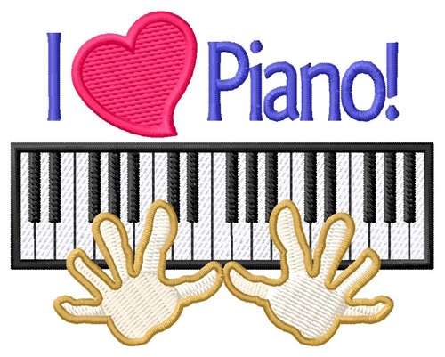 I Love Piano Machine Embroidery Design