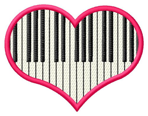 Piano Heart Machine Embroidery Design