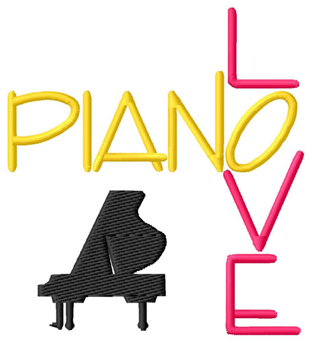 Piano Love Machine Embroidery Design