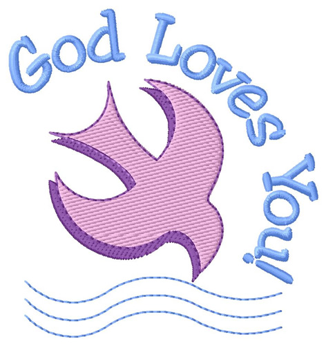 God Loves You Dove Machine Embroidery Design