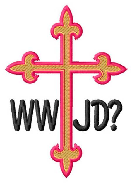 Picture of WWJD And Cross Machine Embroidery Design
