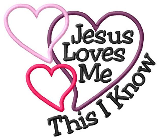Picture of Jesus Loves Me Hearts Machine Embroidery Design