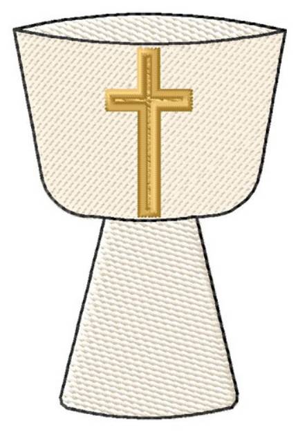 Picture of Baptismal Font With Cross Machine Embroidery Design