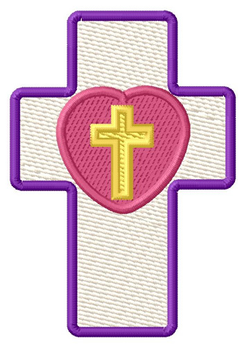 Cross And Heart Machine Embroidery Design