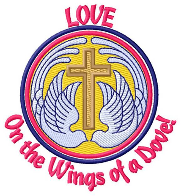 Picture of Love Doves And Cross Machine Embroidery Design