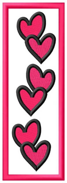 Picture of Hearts Bookmark Machine Embroidery Design