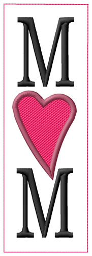 Mom Heart Bookmark Machine Embroidery Design
