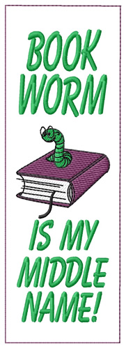 Bookworm Bookmark Machine Embroidery Design