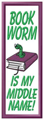 Bookworm Bookmark Machine Embroidery Design