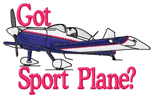 Sport Plane Machine Embroidery Design
