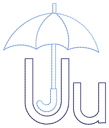 U for Umbrella Machine Embroidery Design