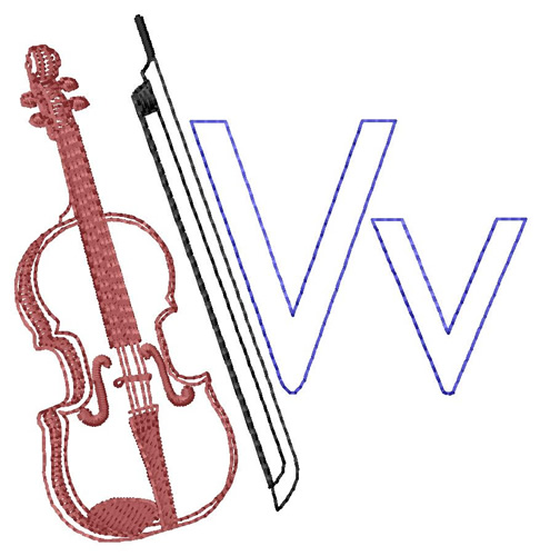 V for Violin Machine Embroidery Design