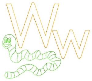 Picture of W for Worm Machine Embroidery Design