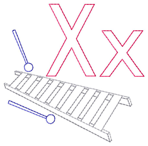 X for Xylophone Machine Embroidery Design