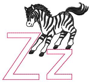 Picture of Z for Zebra Machine Embroidery Design