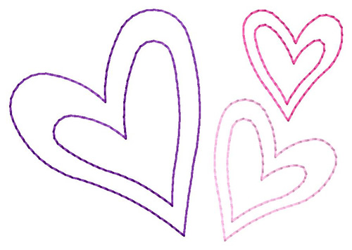Hearts Outline Machine Embroidery Design