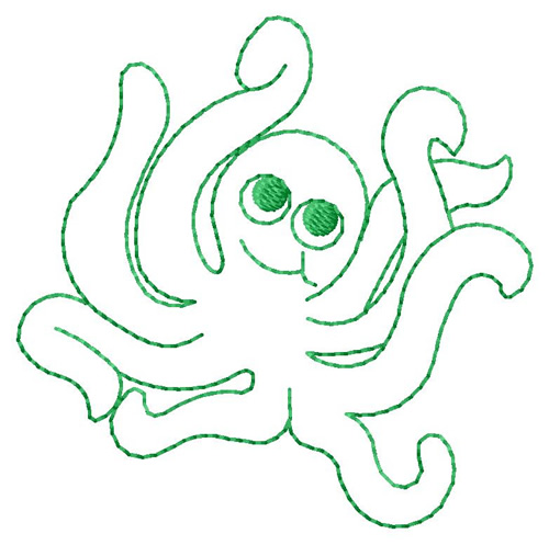 Octopus Outline Machine Embroidery Design