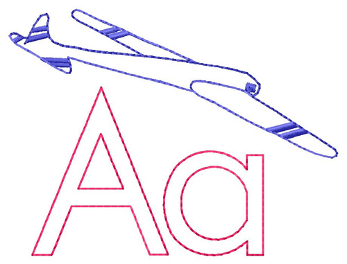 A for Airplane Machine Embroidery Design