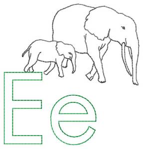 Picture of E for Elephants Machine Embroidery Design