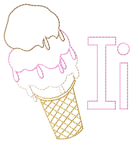 I for Ice Cream Cone Machine Embroidery Design