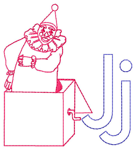 J for Jack in the Box Machine Embroidery Design