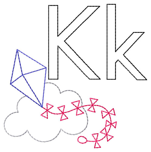 K for Kite Machine Embroidery Design