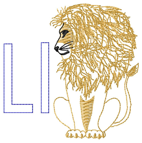 L for Lion Machine Embroidery Design
