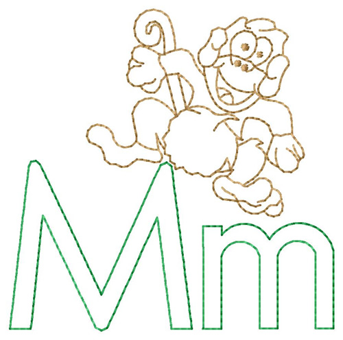 M for Monkey Machine Embroidery Design