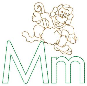 Picture of M for Monkey Machine Embroidery Design