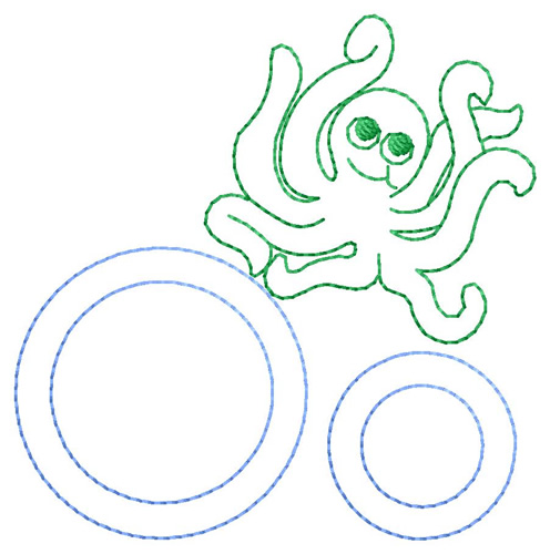 O for Octopus Machine Embroidery Design