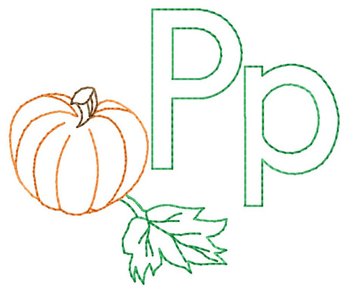 P for Pumpkin Machine Embroidery Design