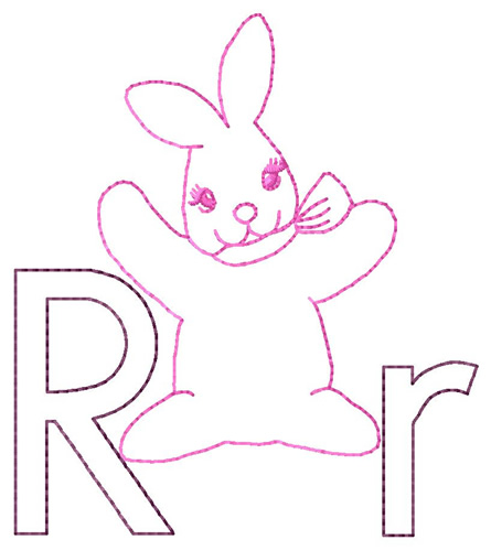 R for Rabbit Machine Embroidery Design