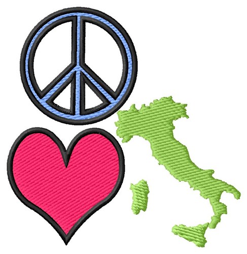 Peace Love Italy Machine Embroidery Design