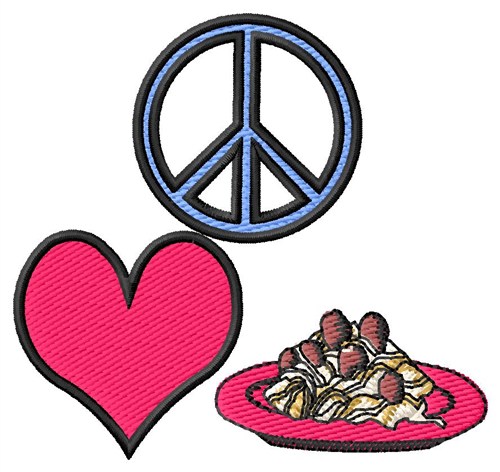 Peace Love Spaghetti Machine Embroidery Design
