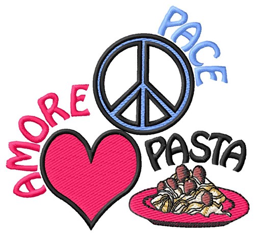 Amore Pace Pasta Machine Embroidery Design