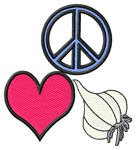 Peace Love Garlic Machine Embroidery Design