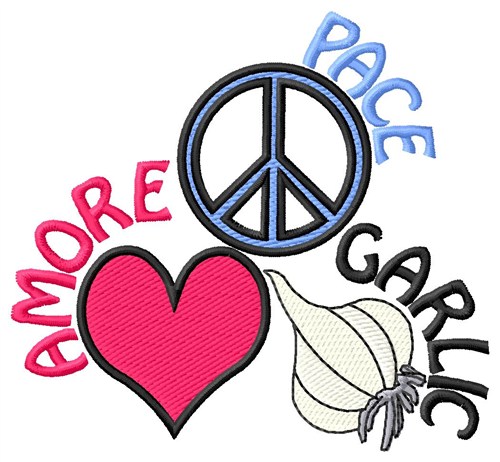 Amore Pace Garlic Machine Embroidery Design