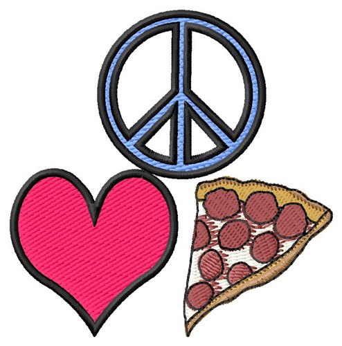 Peace Love Pizza Machine Embroidery Design
