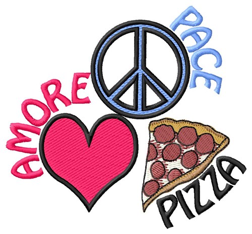 Amore Pace Pizza Machine Embroidery Design