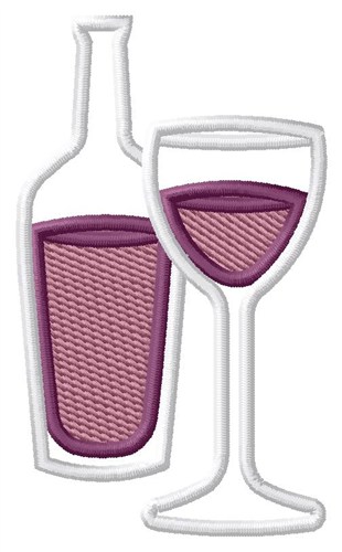 Wine Bottle & Glass Machine Embroidery Design