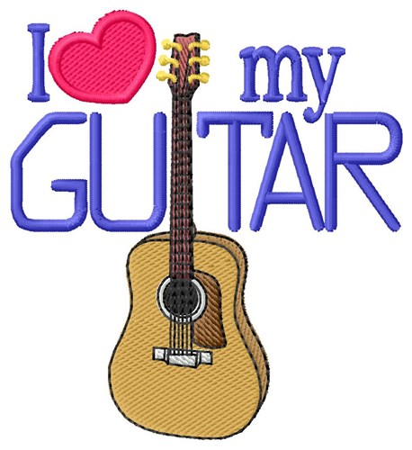 I Love My Guitar Machine Embroidery Design